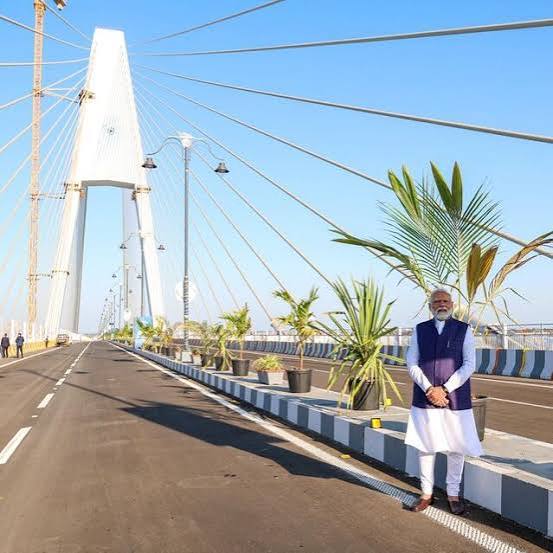 PM Modi Inaugurates Sudarshan Setu, India longest cable-stayed bridge.
