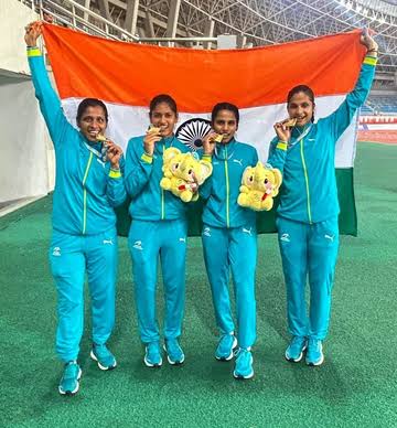<b>India</b> wins gold in women's <b>4x100m relay</b> at <b>Asian Relays Championships 2026</b> in China.