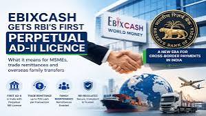 <b>EbixCash</b> becomes India's first non-bank entity to receive an <b>RBI Perpetual AD Category-II Licence</b>.