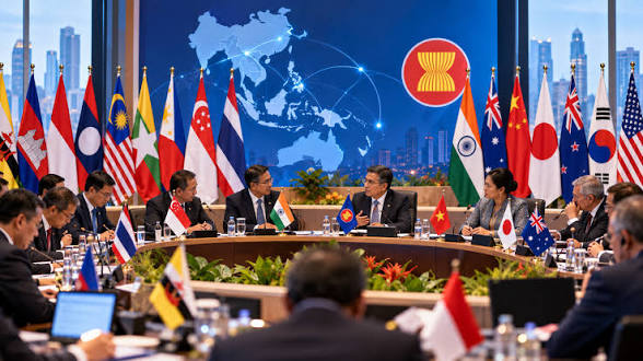 <b>India participates in EAS and ASEAN-India economic meetings in Manila.</b>